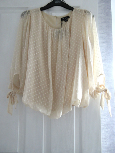 Top ladies cream blouson long - top,