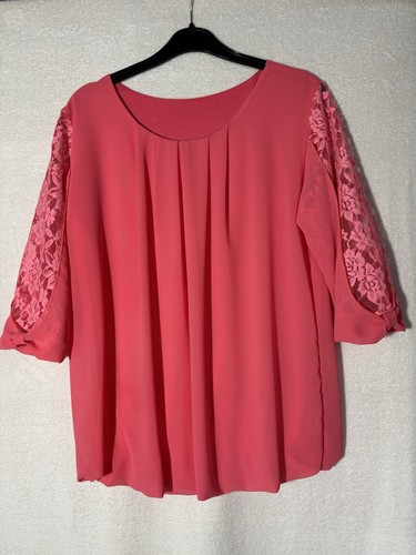 Coral pink lined blouse top - pink,