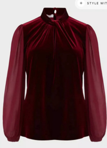 Hobbs faye velvet top red - top, in
