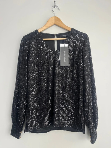 Sosandar black sequin neck - sosandar,