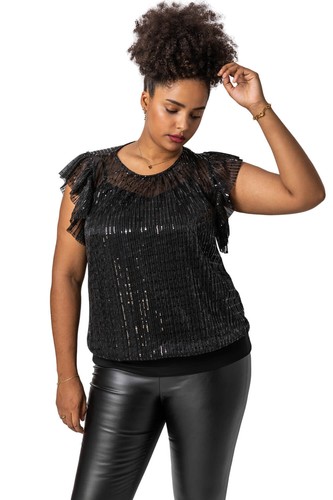 Frill plisse blouson top - frill,