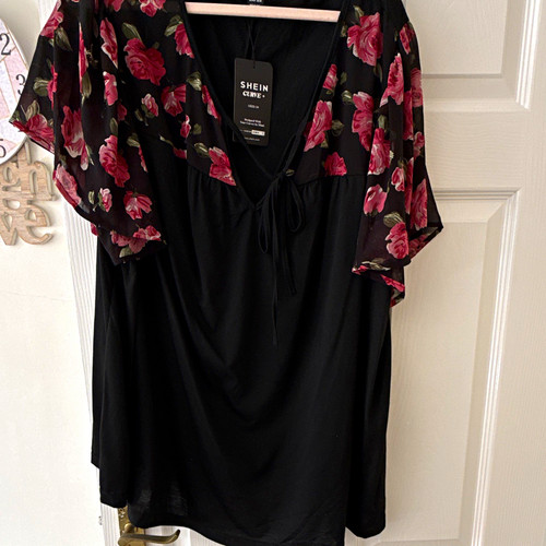 Shein curve black - curve+, floral