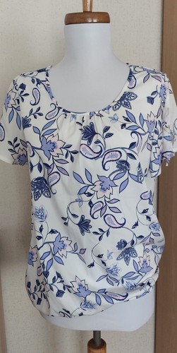 White blue floral top - white,