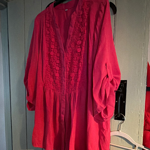 Womens pink lace neck long - lace,